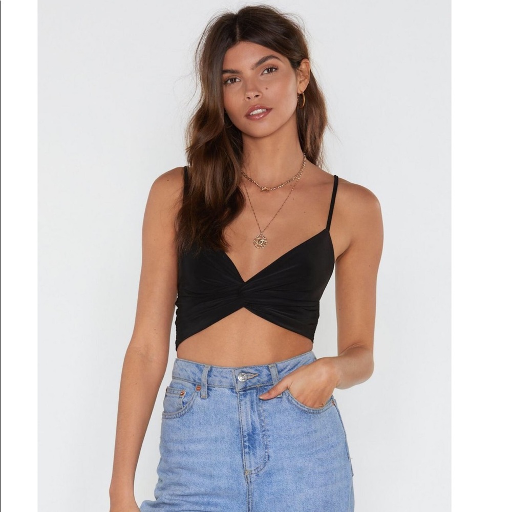 Black Nasty Gal knot crop top